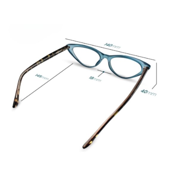 EUC Turquoise Blue Funky Cat Eye Reading Glasses for Women - Picture 3 of 3